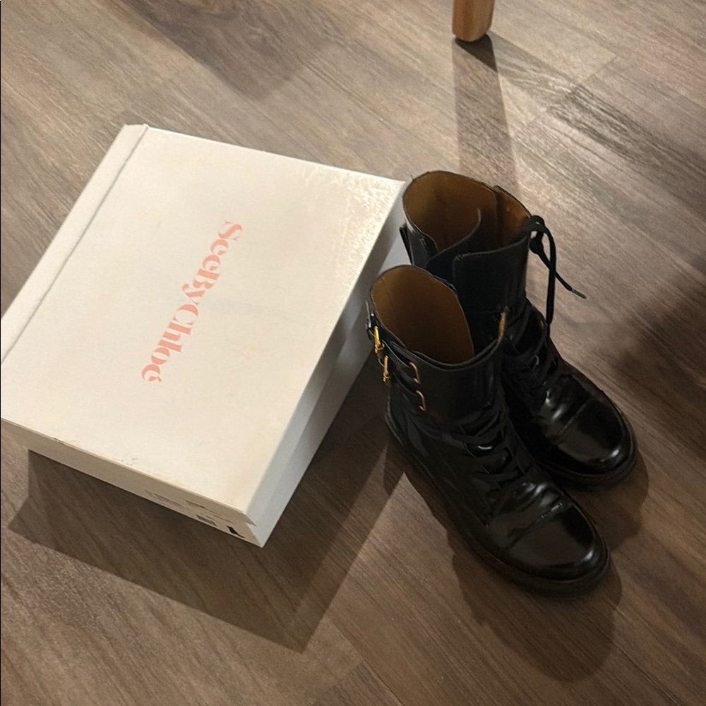 See By Chloe Mallory Buckle-Cuff Moto Combat Booties